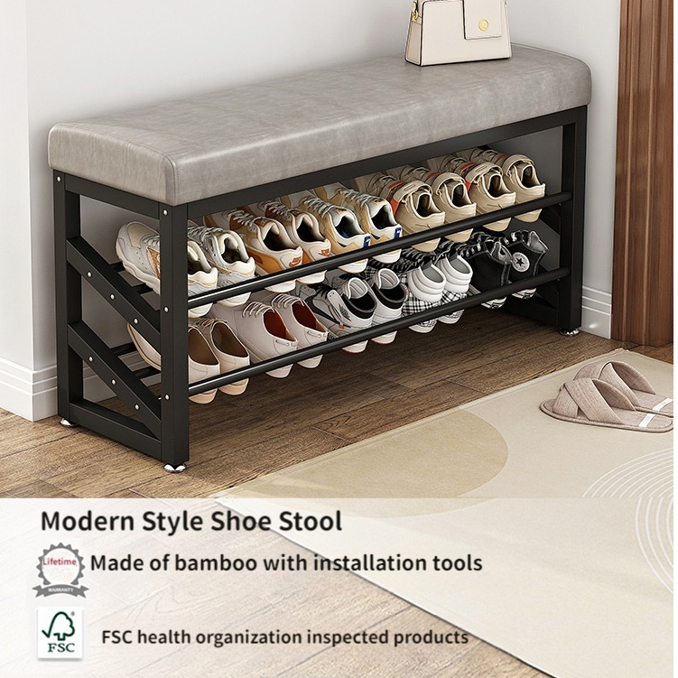 80cm Steel Shoe Rack Shoe Stool Home Indoor Shoe Stool With Soft ...