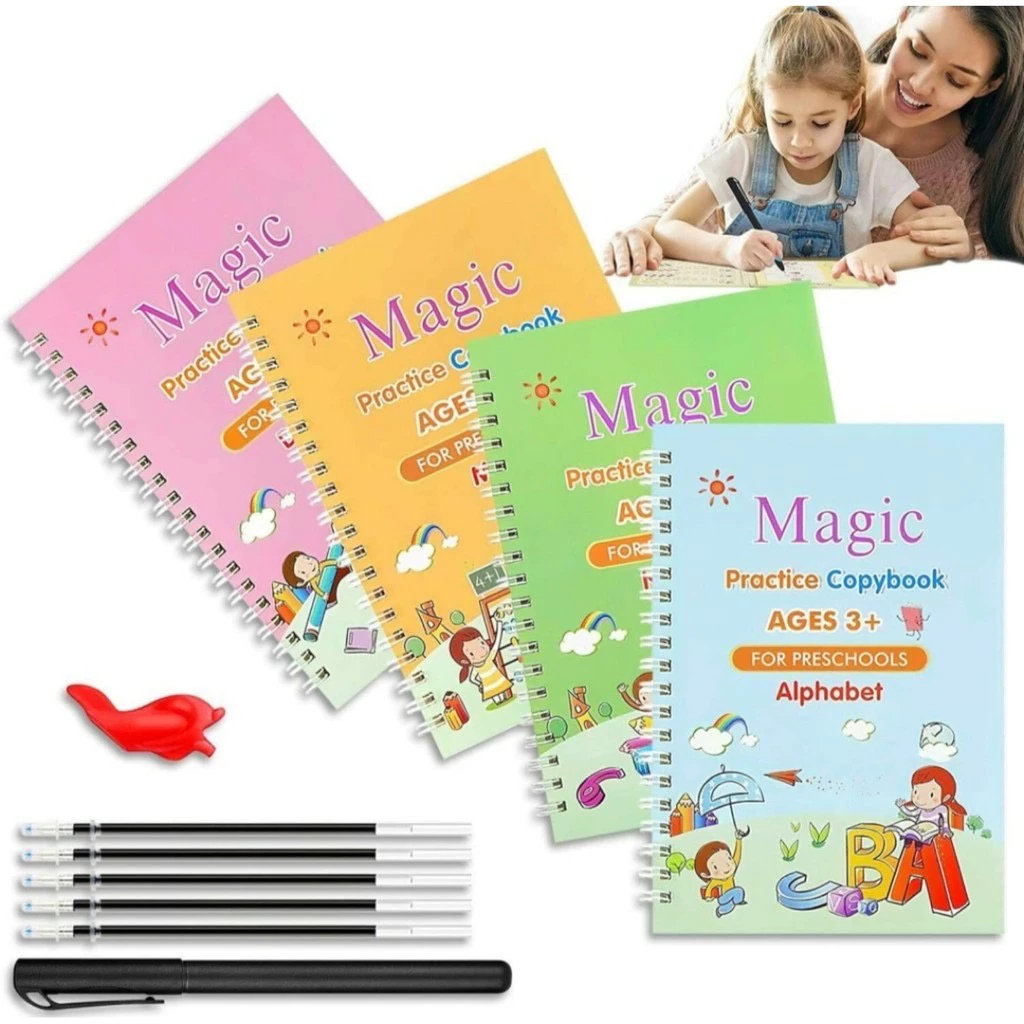 4 Books/Set Copybook Kid's English Learning Calligraphy Magic Books ...