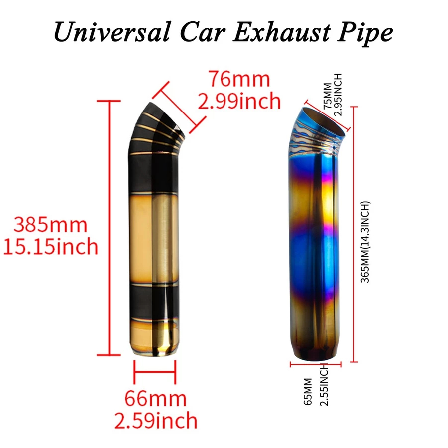 JDMGRAM Universal Car Muffler Exhaust Pipe Bass Sound Burnt Blue 800