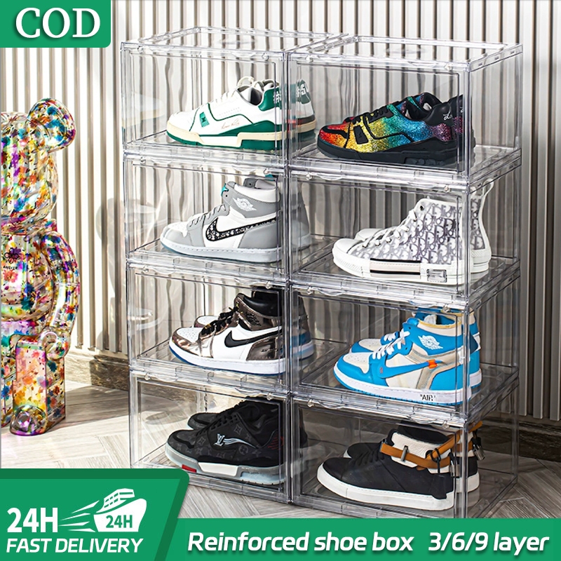 Transparent Foldable Shoe Rack 1/3/6/9 Layers Cabinet Storage Organizer ...