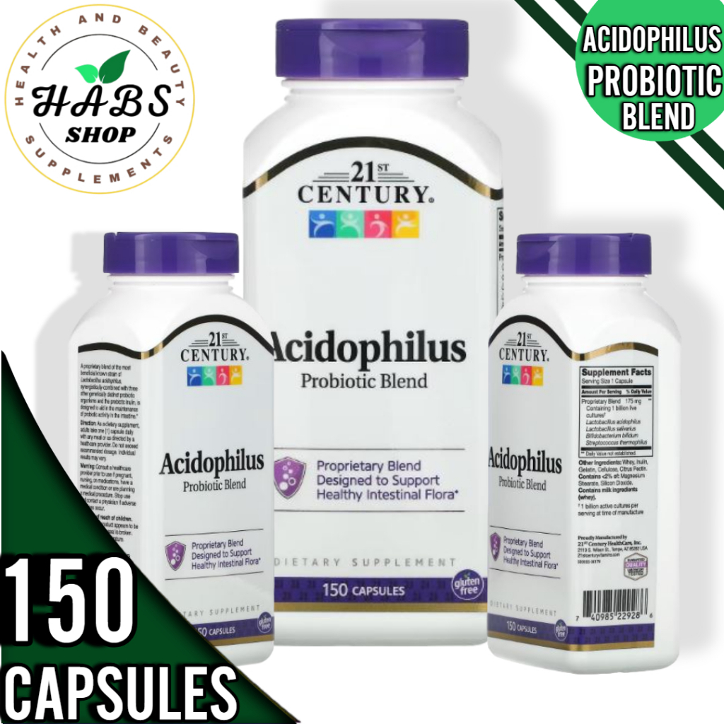 21st Century, Acidophilus Probiotic Blend, 150 Capsules | Shopee ...