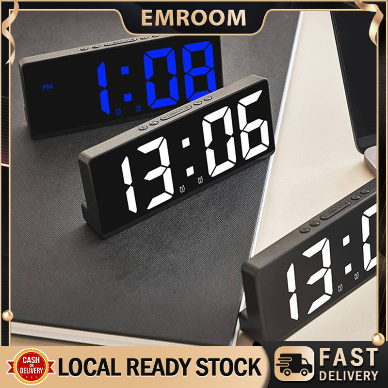 12/24H Electronic LED Clocks Acrylic/Mirror Digital Alarm Clock Voice ...
