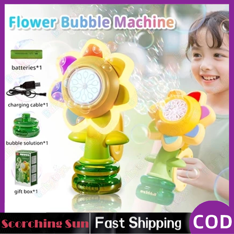 Gift Seven-Color Flower Portable Shaking Head Fully Automatic Bubble ...