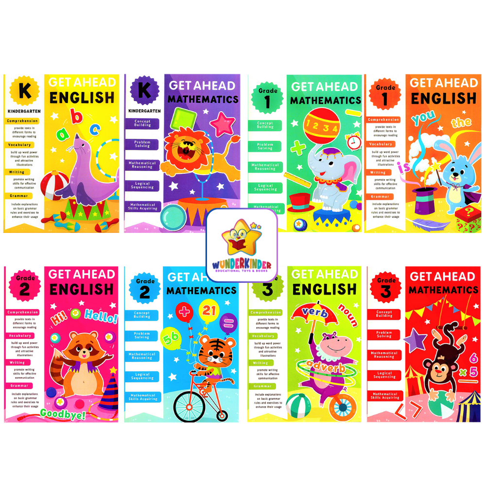 GET AHEAD ENGLISH & MATH REFERENCE WORKBOOKS FOR KINDERGARTEN, GRADE 1 ...
