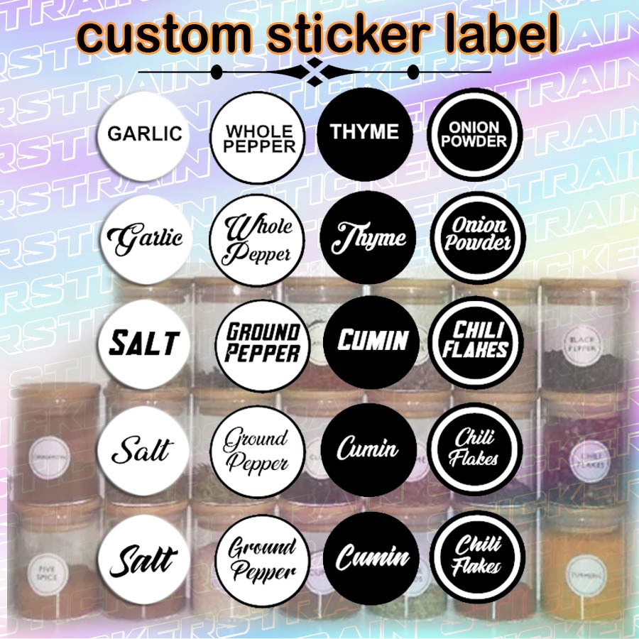 Round Customized 1.3inches Sticker Label for Spice Jars, Laminated ...