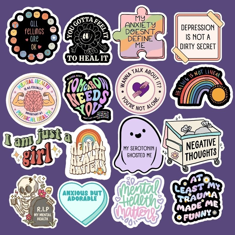 Healing Mental Health Stickers | Vinyl Matte Laminated Waterproof and ...