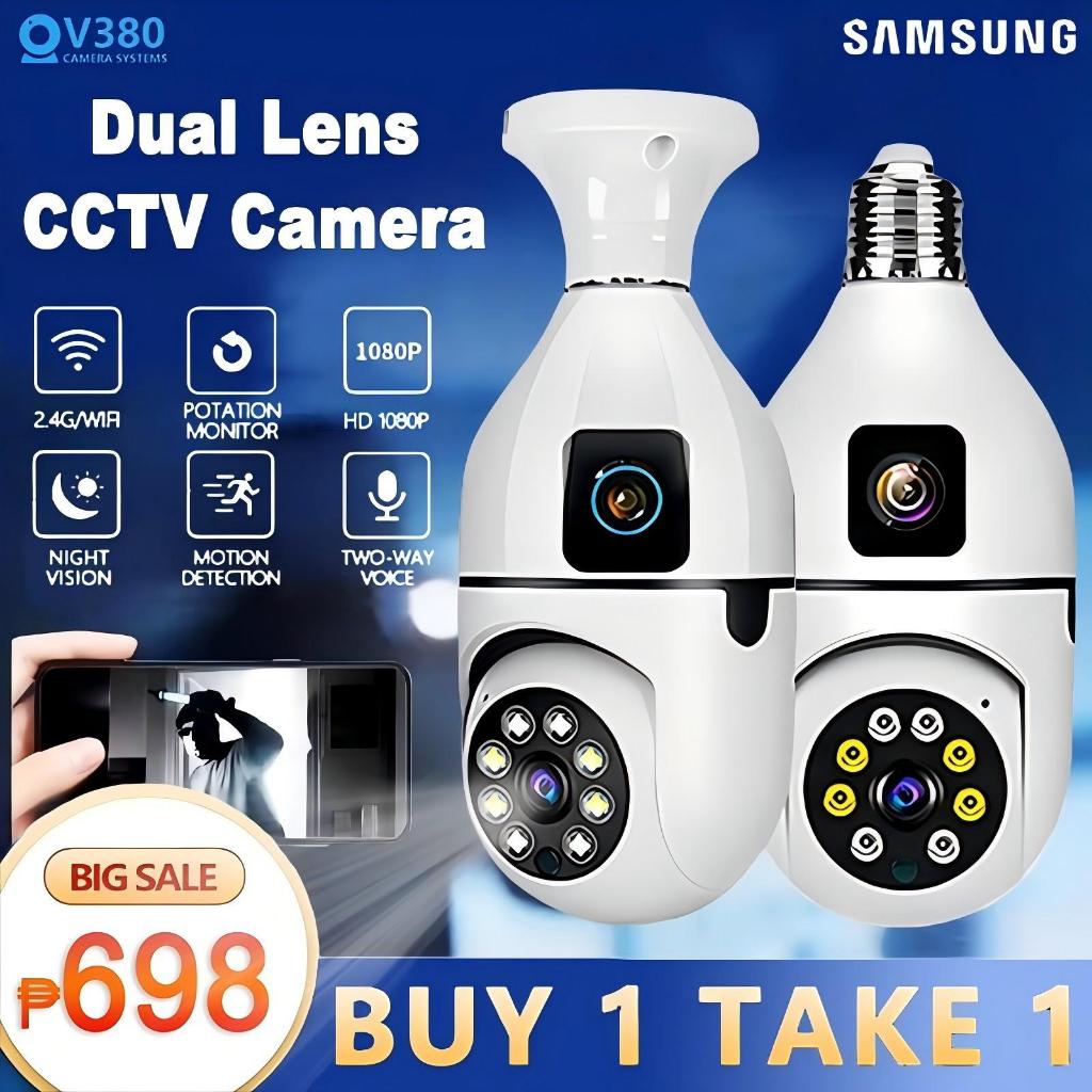 BUY 1 TAKE 1 V380 Pro Bulb CCTV Camera Dual Len 1080P HD Night Vision ...
