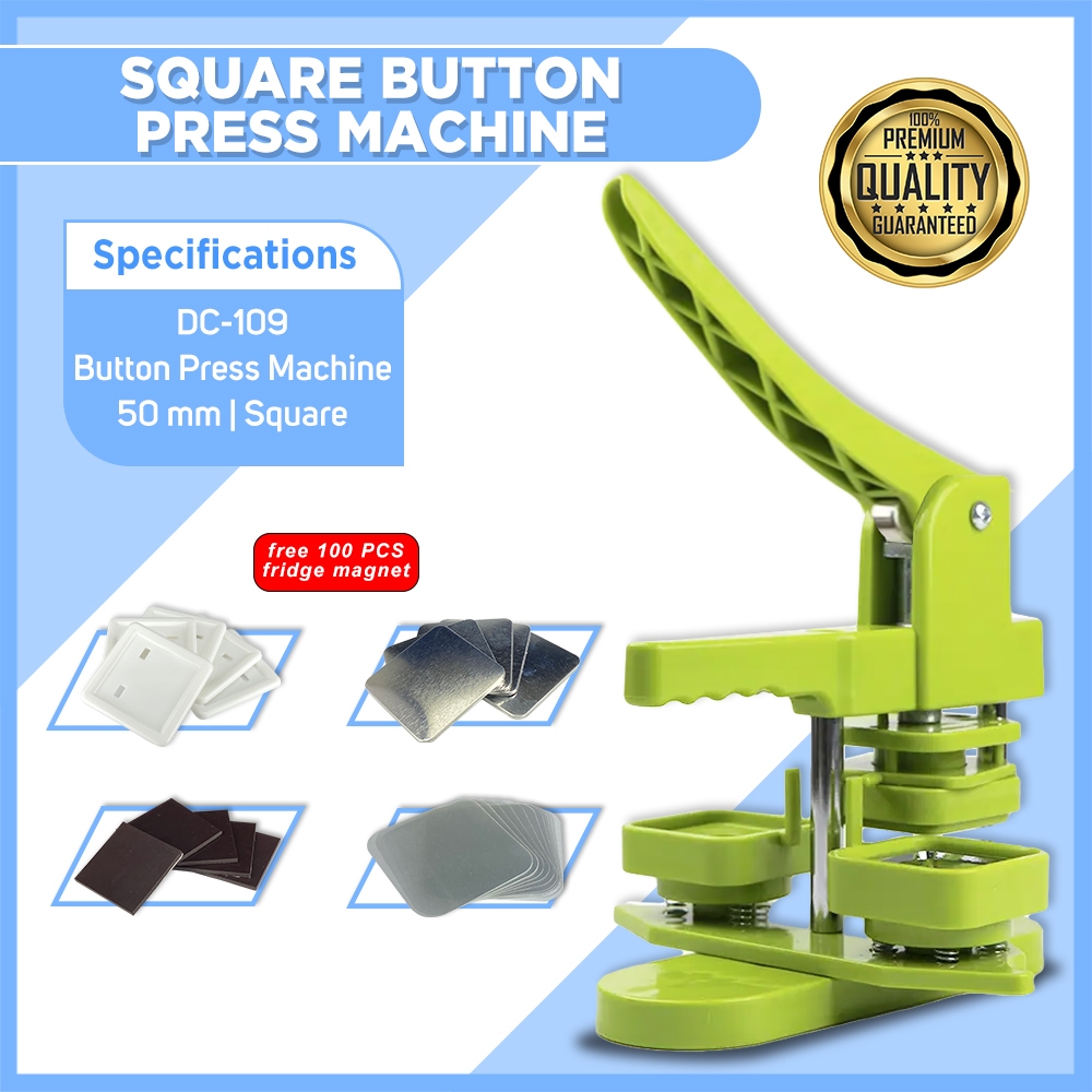 DC-109 Square Button Press Machine 50mm with F.Magnet 100set (2inch ...