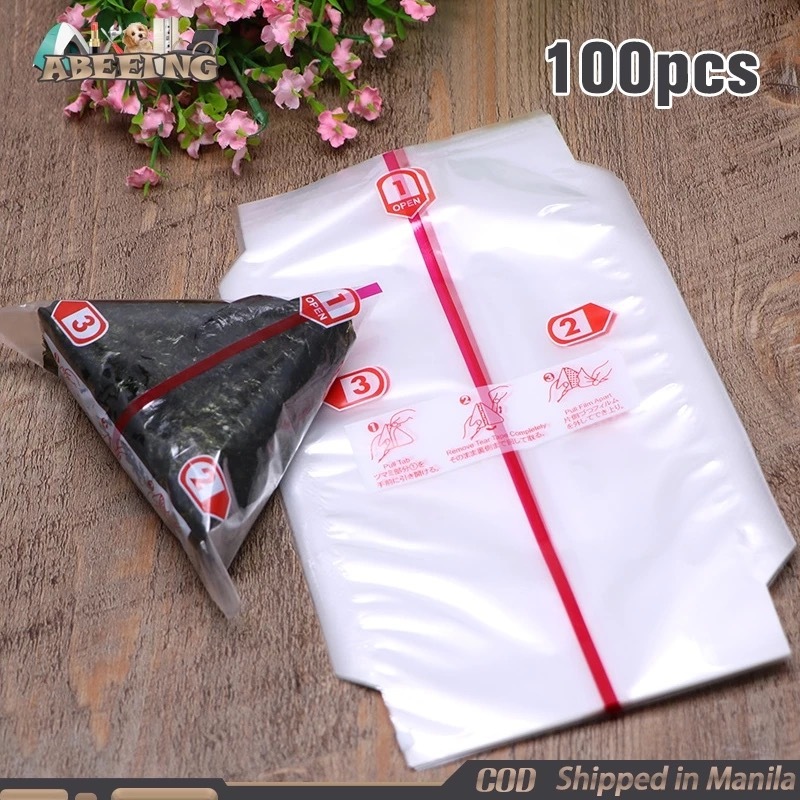 100Pcs Disposable Wrapper Bag Japanese Triangle Rice Ball Packaging Bag ...