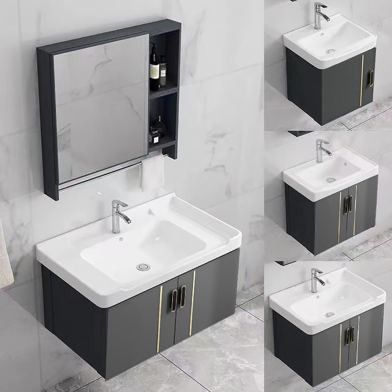 40 50 60 70 80CM Aluminium Wall Hung Bathroom Cabinet Sink with Mirror ...