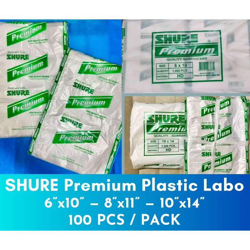 SHURE Premium Multipurpose Plastic Labo 100pcs/ pack (6x10, 8x11, 10x14 ...