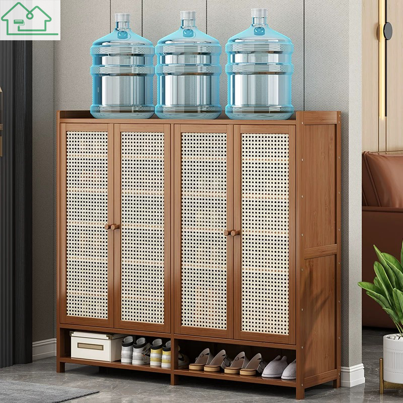 Plastic rattan shoe rack Dustproof shoe rack Bamboo shoe rack Wooden ...