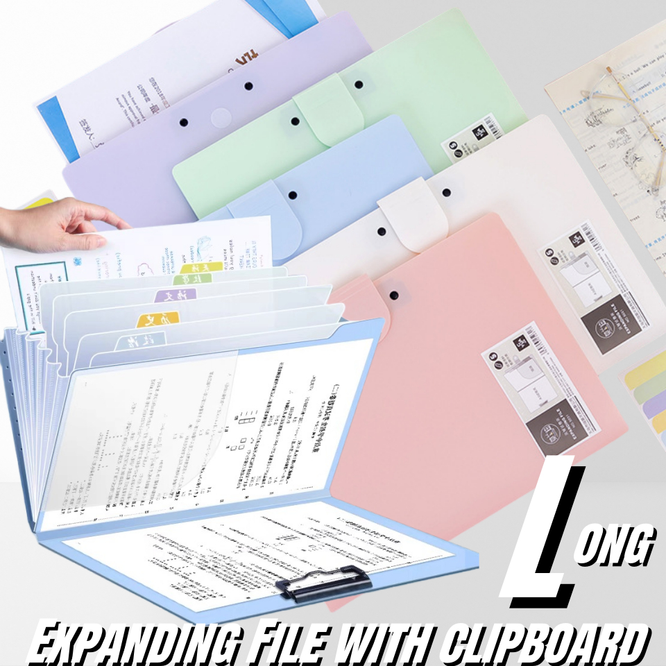 Clipboard Long with Expanding File Folder with 8 Interior Pocket 2in1 ...