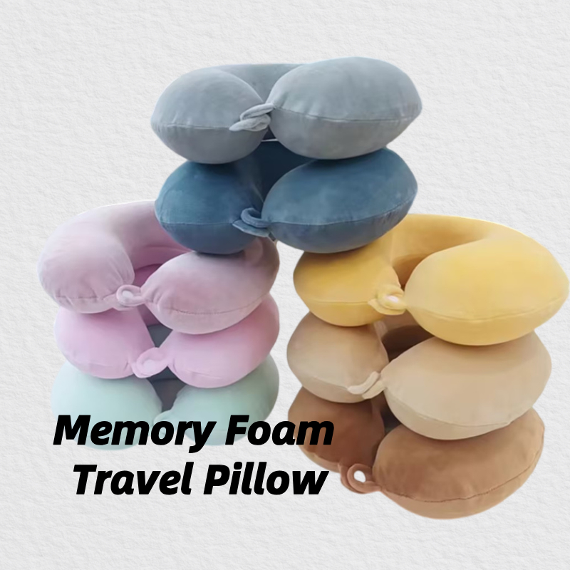 Round Shaped U Shaped Neck Pillow Travel Pillow Memory Foam Palin Color  With Lock