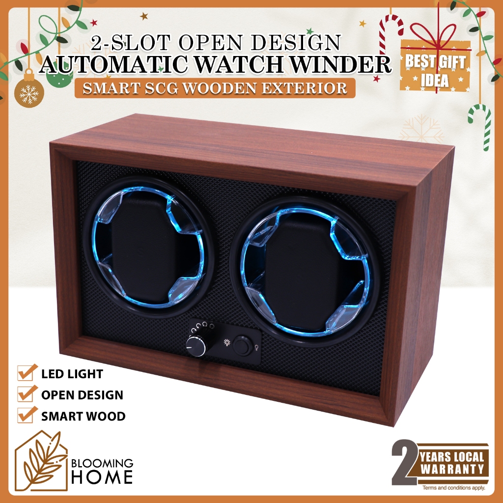 Dual Slot Wooden Automatic Watch Winder Storage Display Watch Box with ...