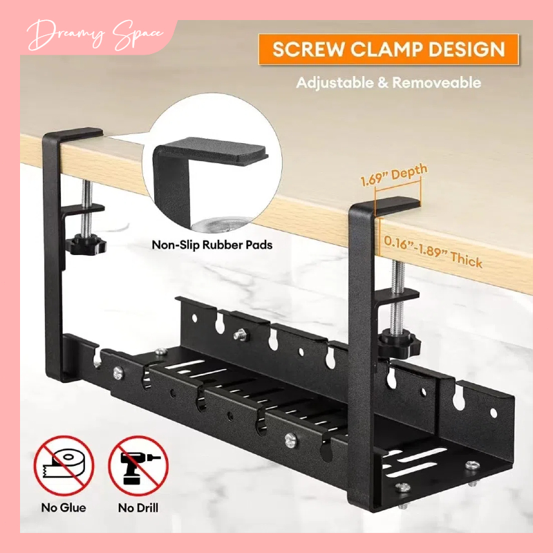 Under Desk Cable Management Tray Adjustable Length Desk Socket Table ...