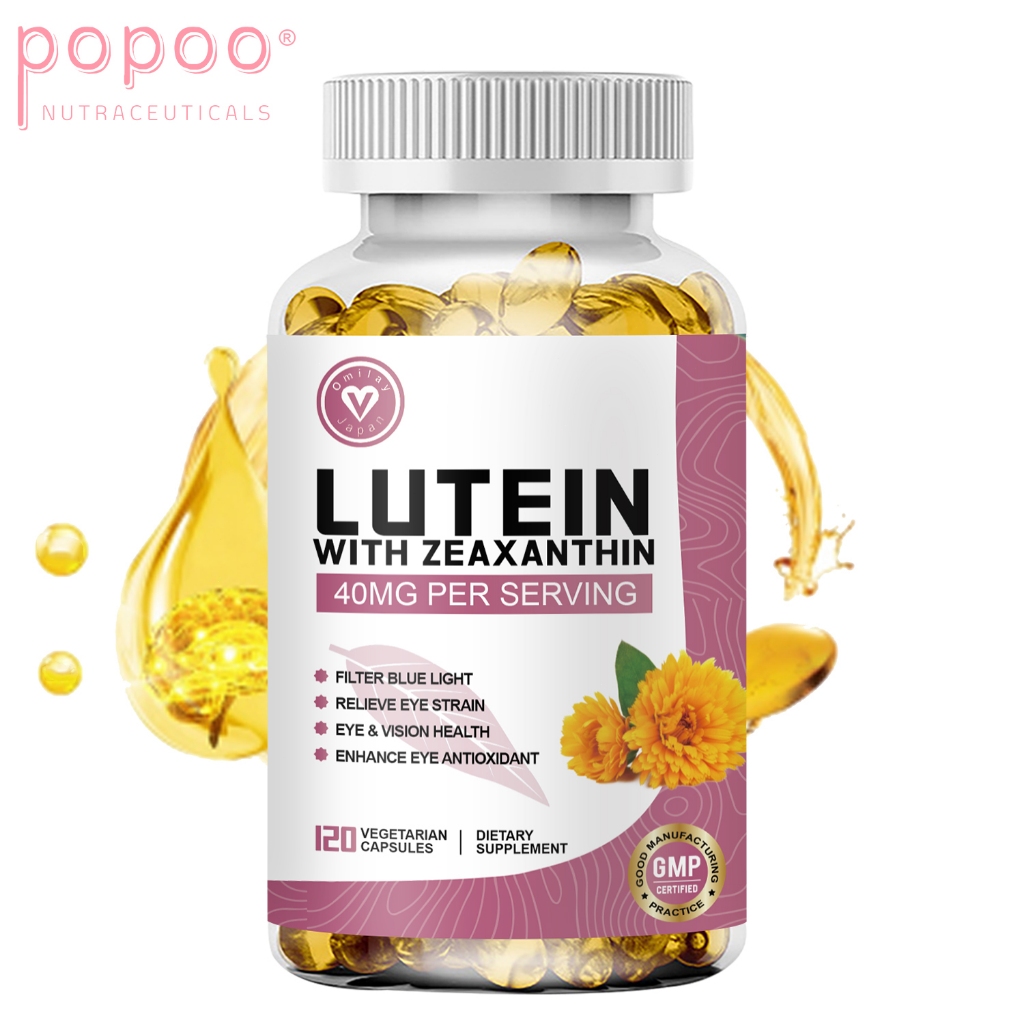 Popoo Lutein with Zeaxanthin Capsules Relieve Eye Fatigue Filter Blue ...