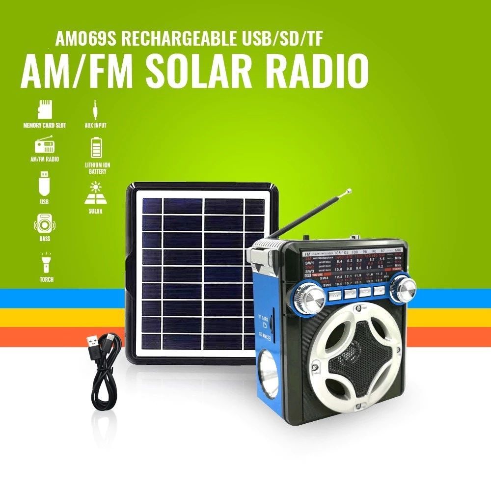 KUSAN KUKU AM-069S Solar Rechargeable AM/FM Radio with USB/SD/TF MP3 ...