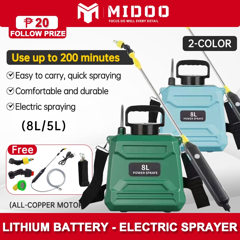 MIDOO Electric Sprayer 8L/5L Automatic Spray Gun Garden Plant Watering ...