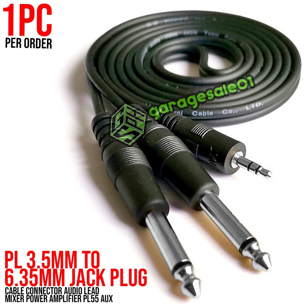 GS10 3.5mm to 6.35mm Jack Plug Cable Connector Audio Lead Mixer Power ...