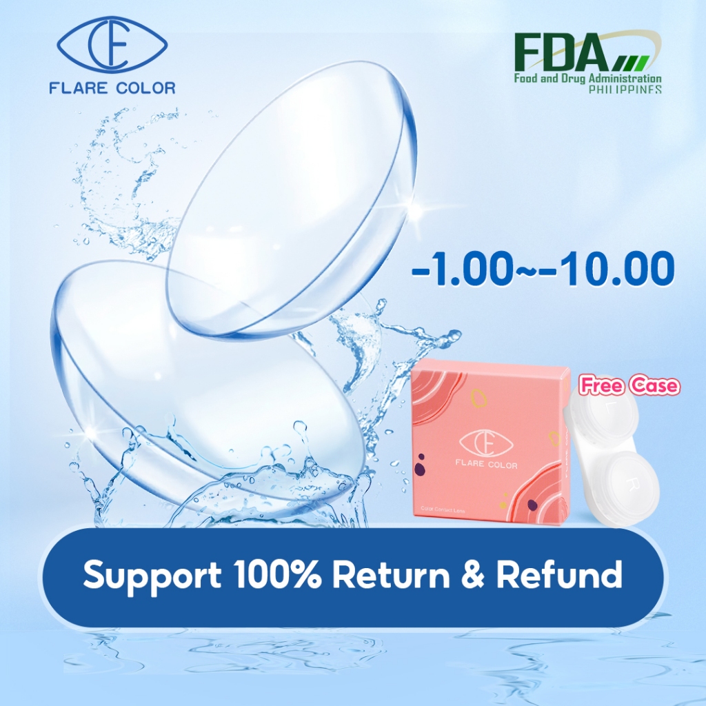 [-1.00~-10.00]Flarecolor Clear Contact Lens 2pcs graded 14.2mm ...