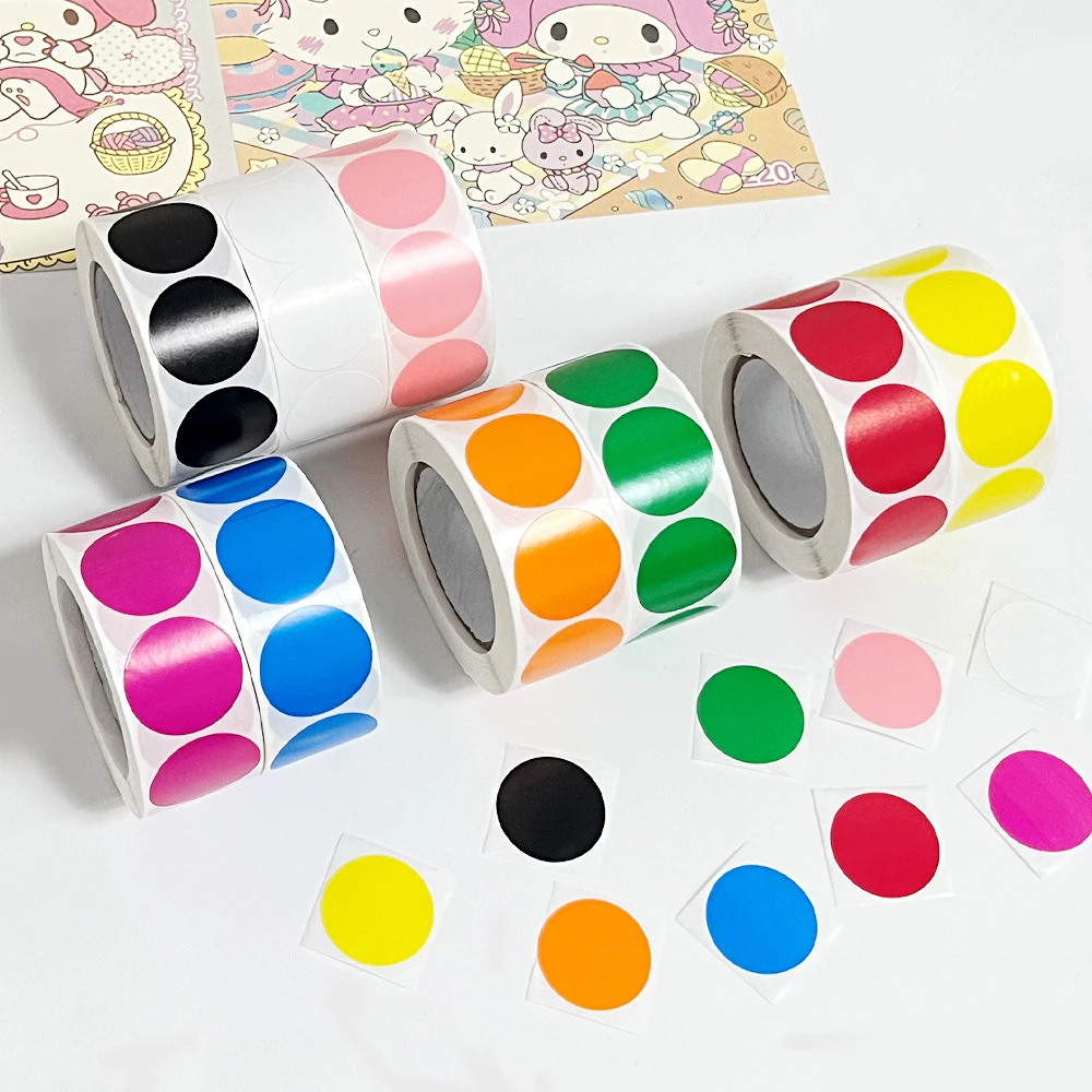 500Pcs/Roll Dot Labels Sticker Office School Supplies Round 1 Inch ...