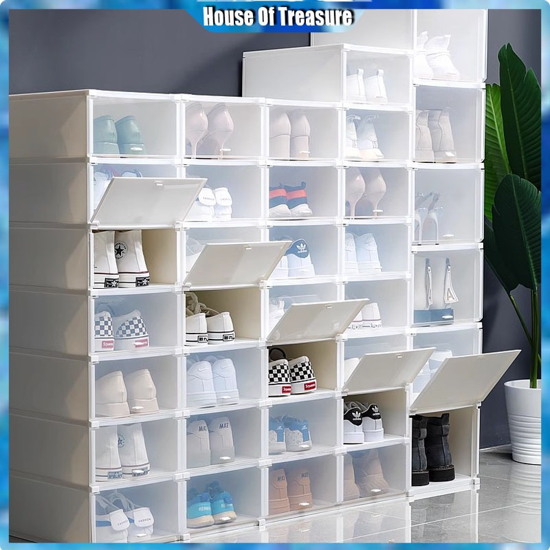 Large Size Colorful Hard Plastic Shoe Box Foldable Drawer Case Shoe Box ...