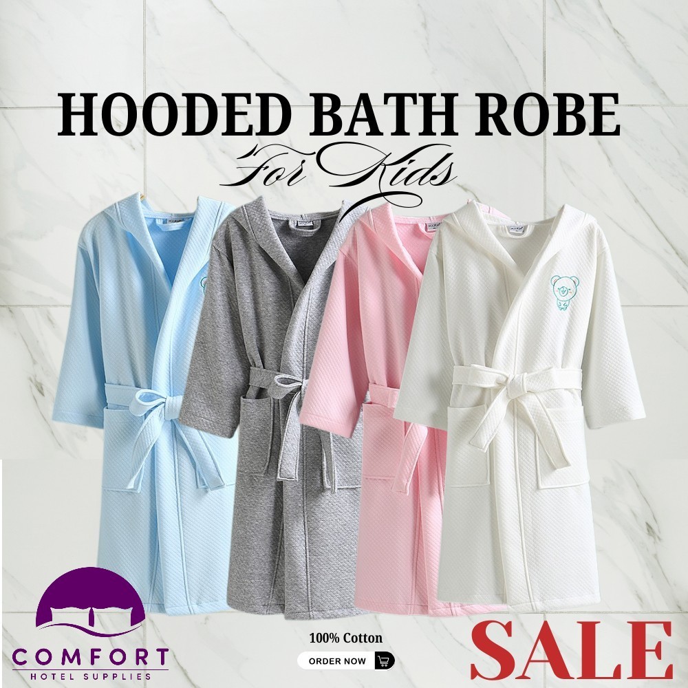 Comfort Hotel Supplies Standard Hooded Bath Robe For Kids 100% Cotton ...