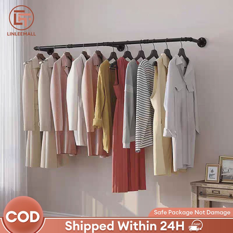 Metal Clothes Rack Wall-Mounted Hanger Clothes Detachable Hanger Rack ...