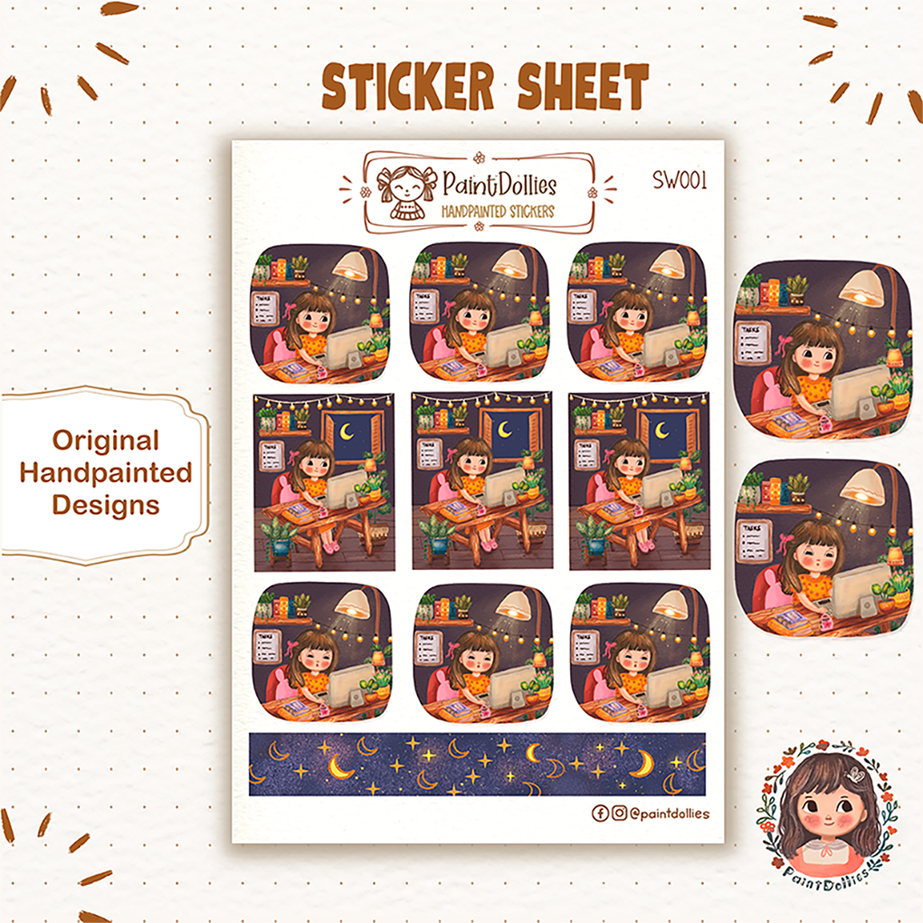 All Nighter Sticker Sheet SW001/ Night Study/ Graveyard Shift/ Night ...