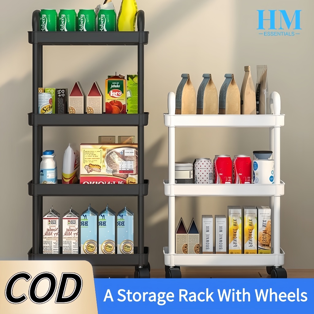 3/4/5 Layer Moving Rack Trolley Cart Organizer Moving Rack Bathroom ...