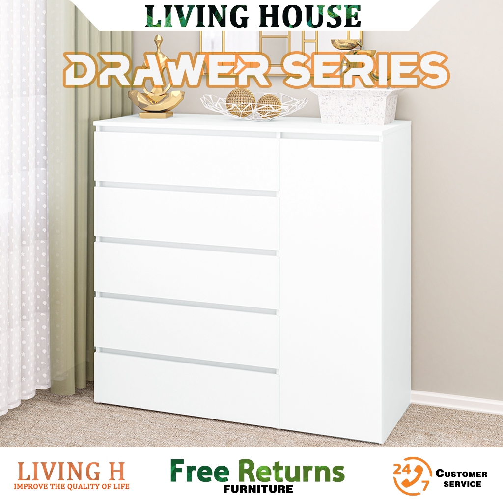 LIVING [BIG SIZE] 5 Chest Drawer + 1 Door Bedroom Furniture/Clothes ...