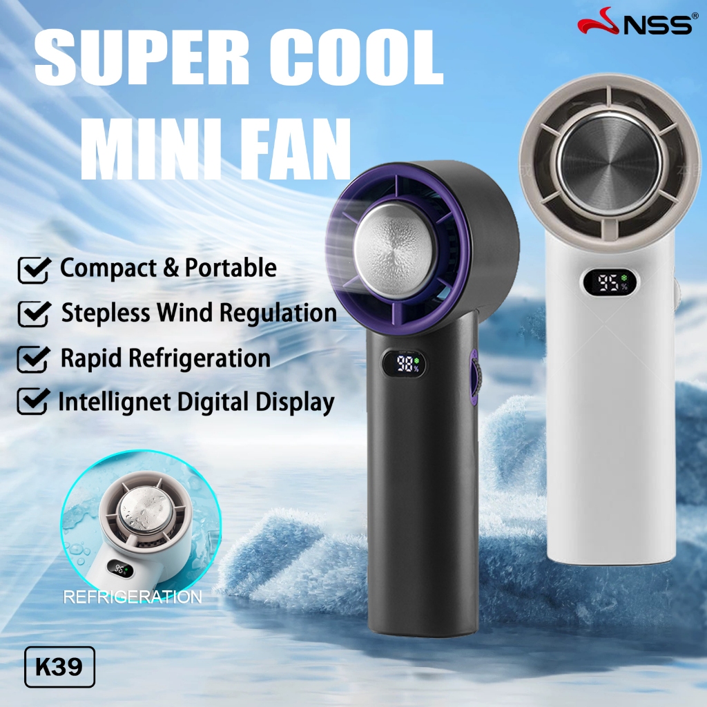 NSS High Speed Jet Mini Fan Digital Display Rechargeable 100 Levels ...