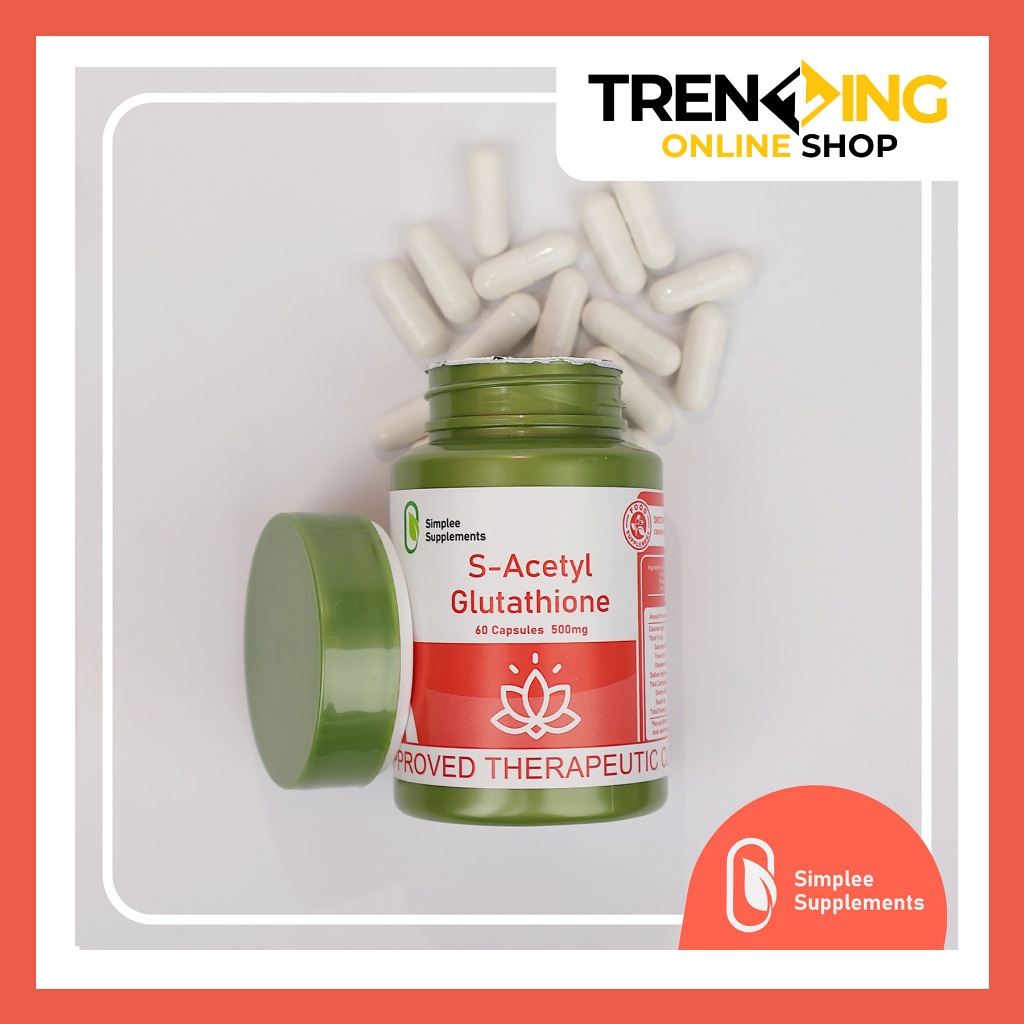 Simplee S-Acetyl Glutathione – 500mg | 60 Capsules – Supports Skin Radiance  & Antioxidants