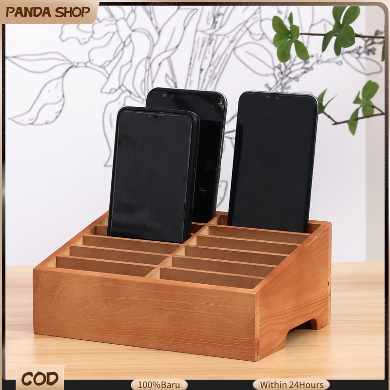 12/24grids Mobile Phone Storage Box Wooden Phone Holder Desktop Phone ...