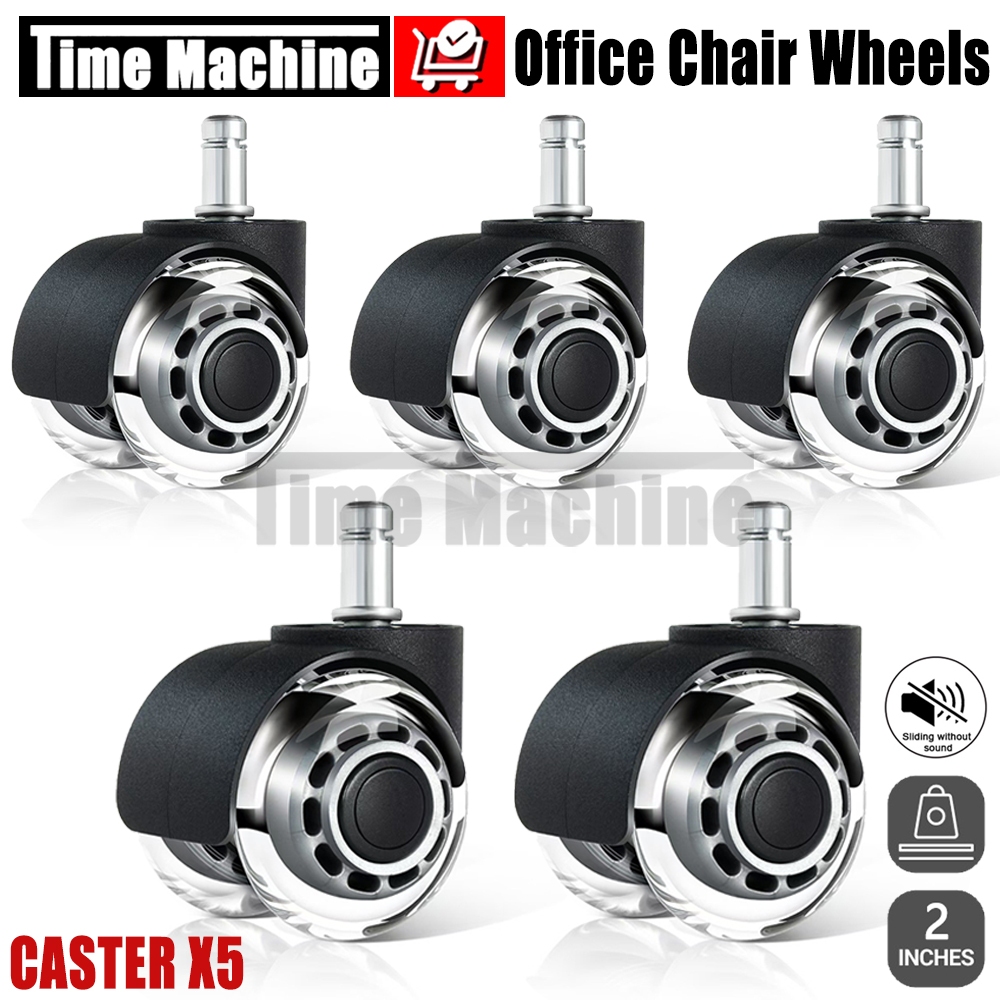 5Pcs Office Chair Casters Wheels 2 Inch Heavy Duty Mute Desk Chair Wheels Universal Fit Wheels For All Floors
