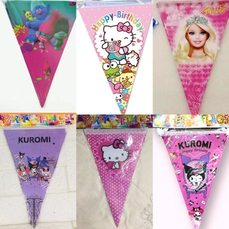 Character Banderitas Flags Hello Kitty Barbie Party Supplies Trolls ...