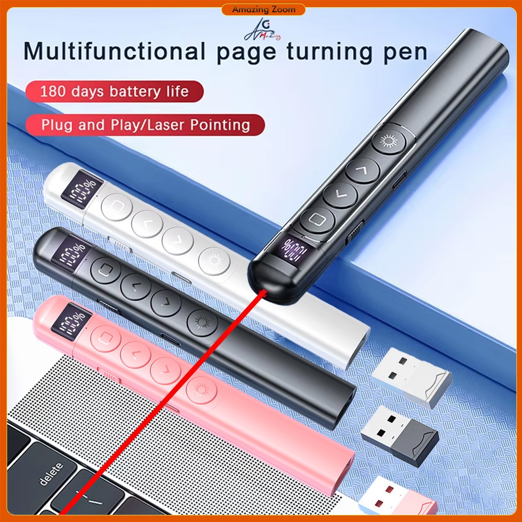 Rechargeable Wireless Presenter Powerpoint Clicker Laser Ppt Remote ...