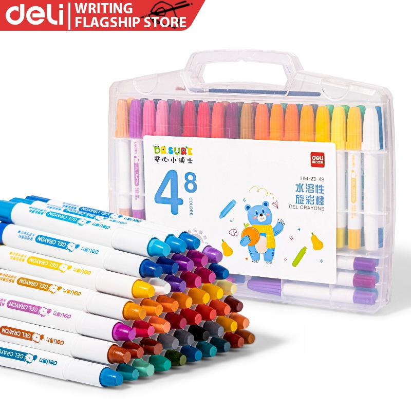 Deli 12/24/36/48 Colors Water Soluble Spinning Color Rod Macaron Color ...