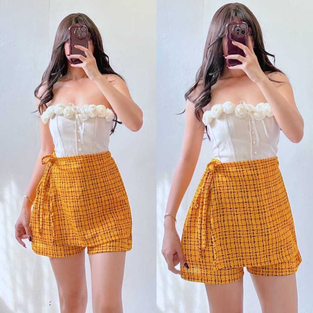 Sunnyy&Co Plus Size Checkered Skort Tie Wrap overlap Short For women ...