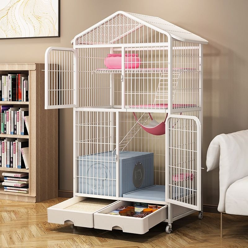 Cat Cage Villa With Wheels 3/4 Layers Iron Multiple Rack Two Colors ...