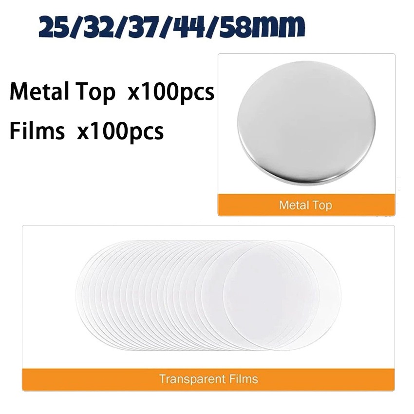 100pcs of film, and 100pcs of top cover Metal back DIY Badge Button ...