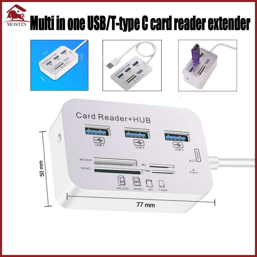 7 in 1 USB/Type C Hub 3.0 Combo Card Reader For MS/SD/M2/TF Card ...