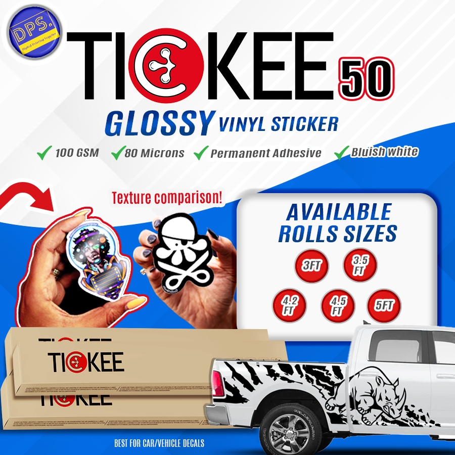 DPS TICKEE TK50 Vinyl Sticker Roll label and decal sticker (Glossy ...