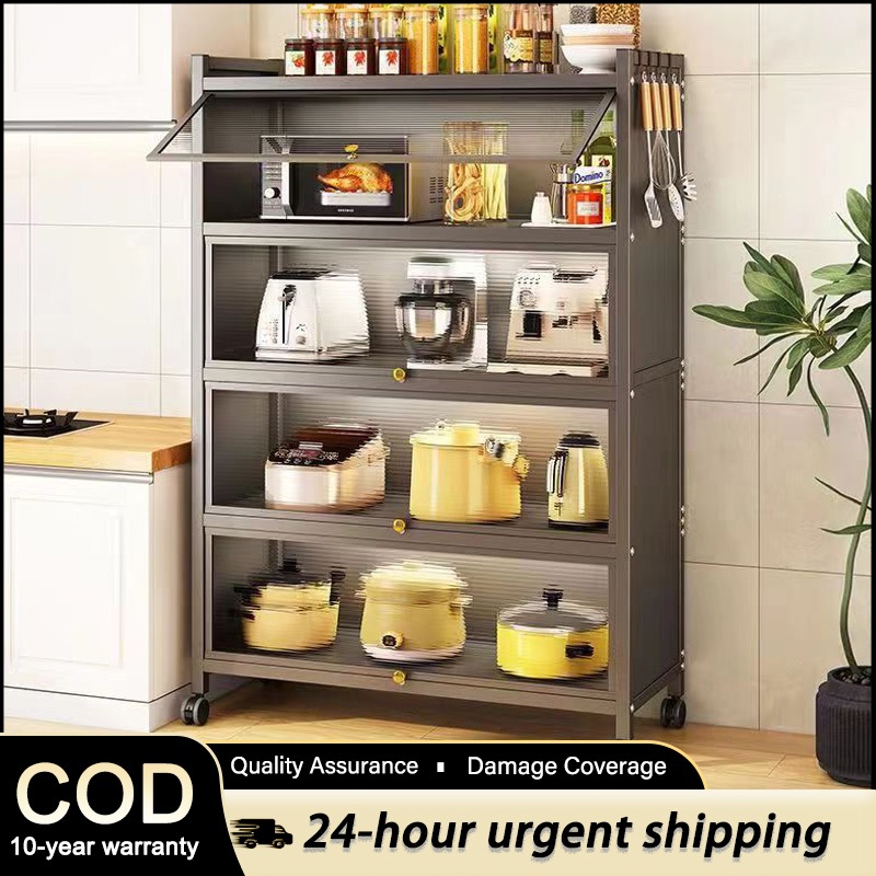 Kitchen Rack Storage Cabinet Dustproof For Multi-function Enclosed Rack ...
