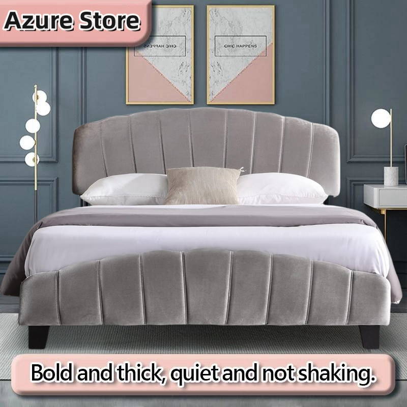 Nordic Queen Size Shell-Style Upholstered Platform Bed Frame Thickened ...