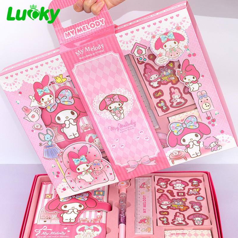 Sanrio Notebook Handbook Stationery Set Gift Box Melody Kuromi Large ...