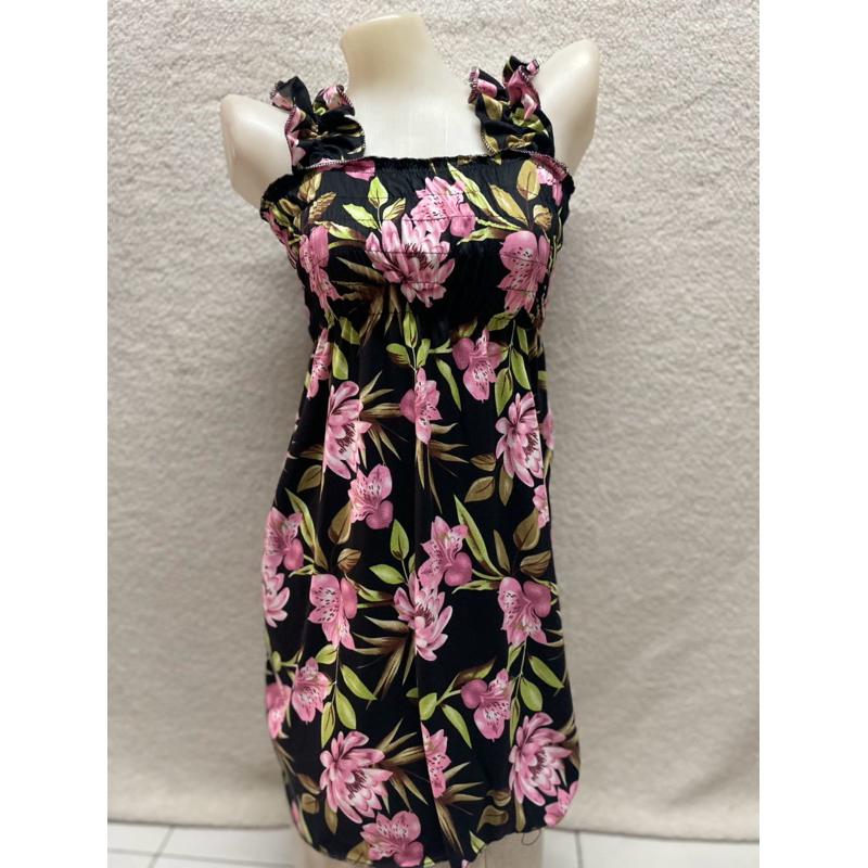 Ruffled Floral Print Smocked Mini Dress