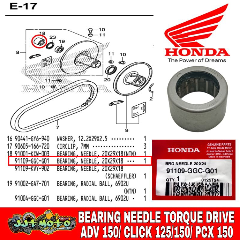 HONDA BEARING/BEARING NEEDLE (ADV 150/ CLICK 125/150/ PCX 150) 91004 ...