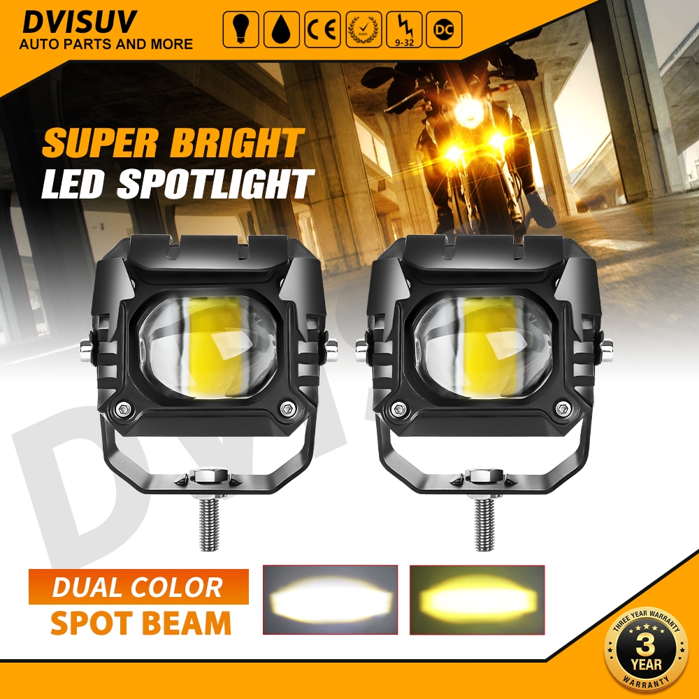 3inch Square LED Work Light Bar Dual Color 3500K 6500K White Yellow Fog ...